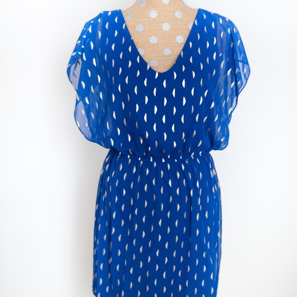 buttons Dresses Buttons Blue And Gold Dress Poshmark